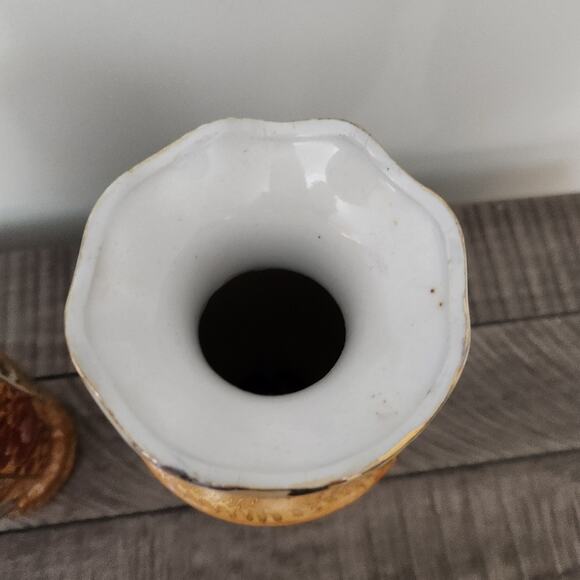 Vintage Satsuma Japanese Pottery Gold Painted Vases Set of 2 - Picture 5 of 12